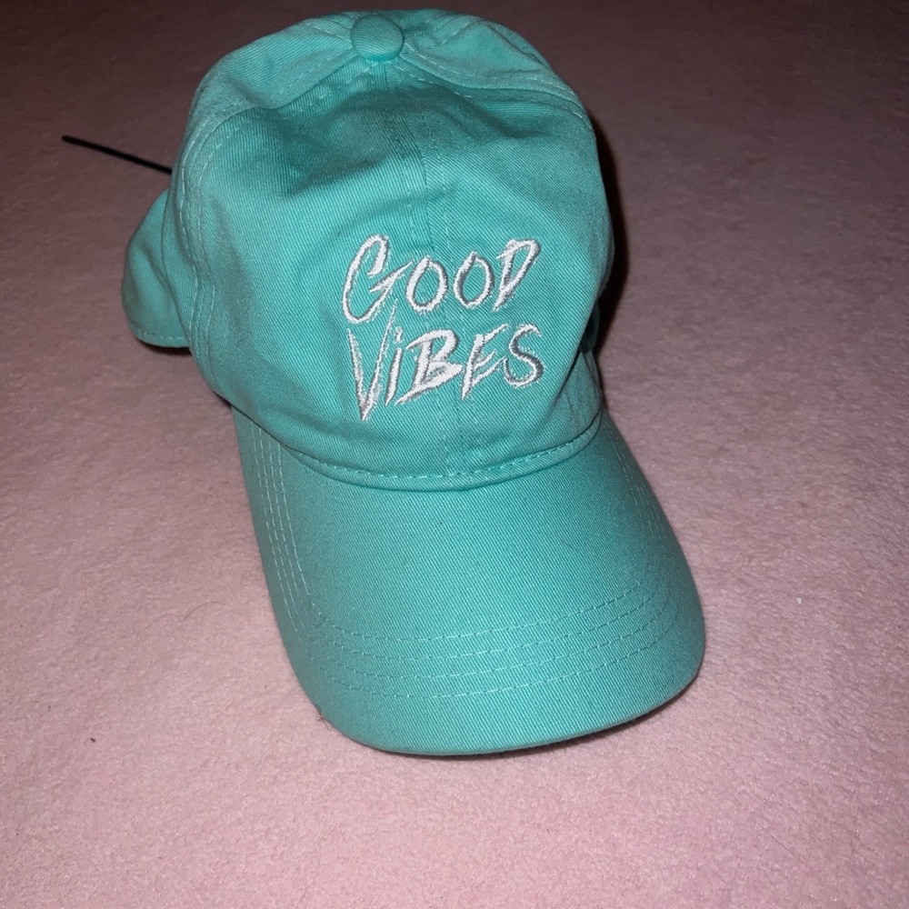 Teal 'Good Vibes' Baseball Cap